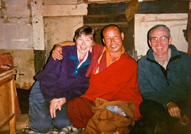 Zany Buddhist monk in Bhutan, with Karen and Rich McCann