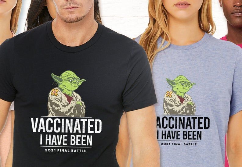 Yoda Vaccine T-shirts / Pandemic Survival Art / Karen McCann / EnjoyLivingAbroad.com