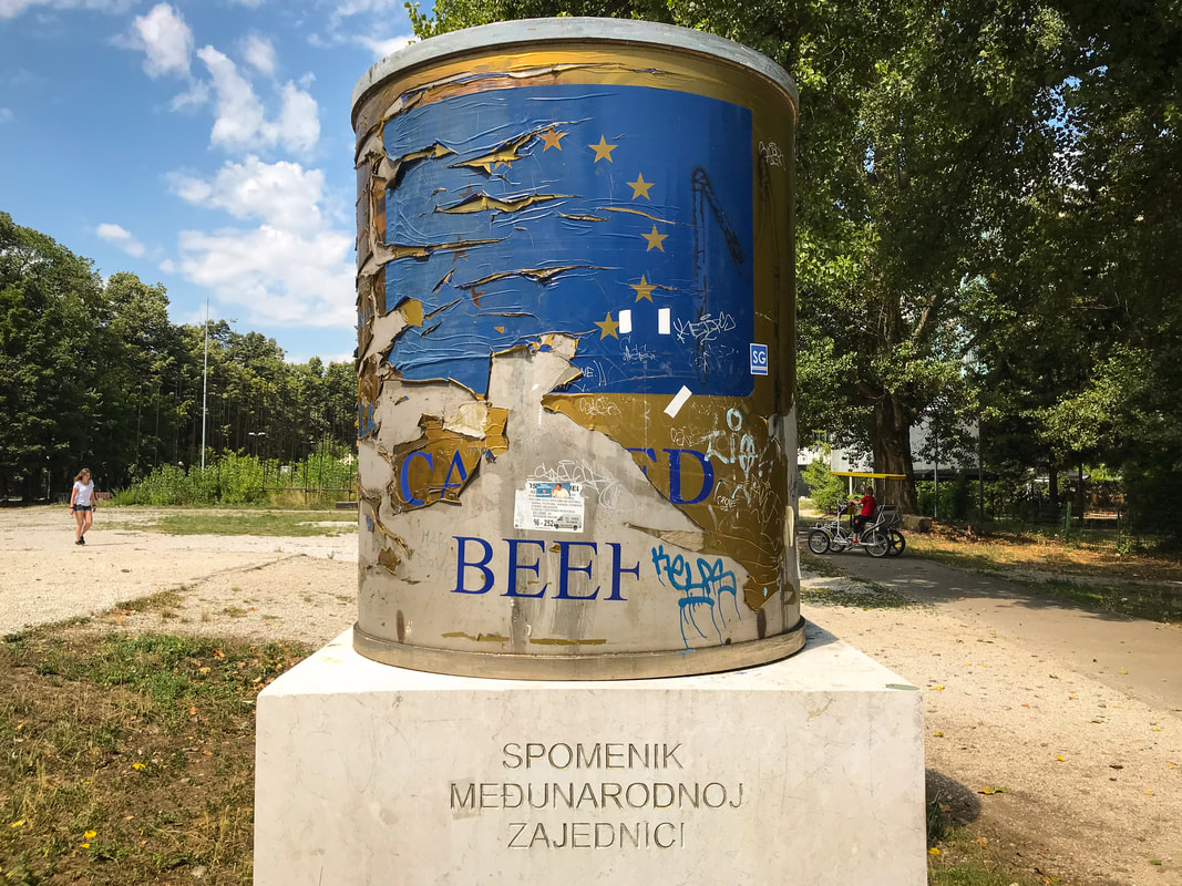 ICAR Canned Beef Monument / Offbeat Roadside Attractions in Sarajevo, Bosnia and Herzegovina / Karen McCann / EnjoyLivingAbroad.com